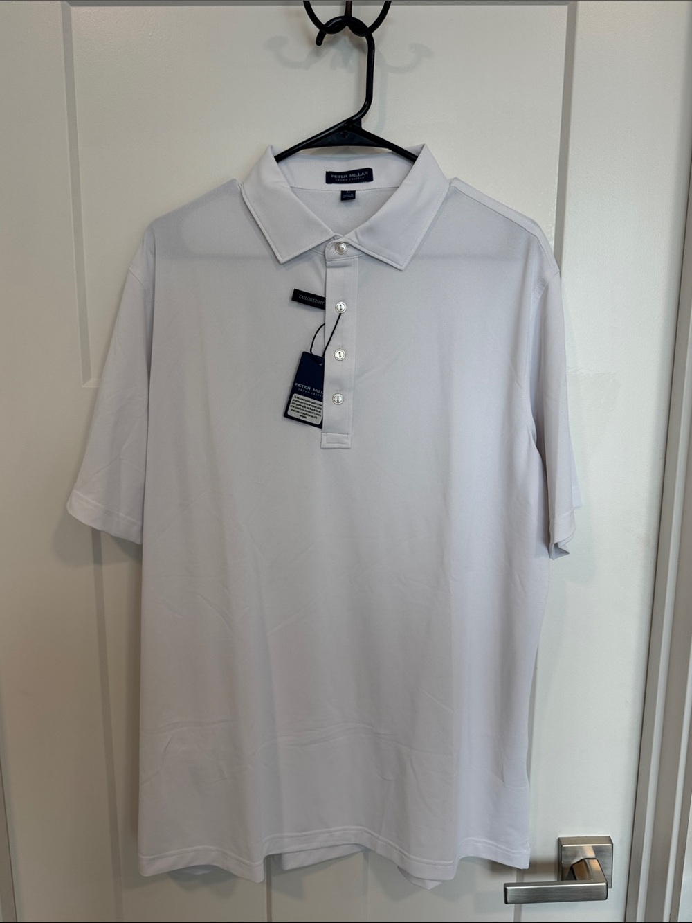 Peter Millar Crown Crafted White Men's Performance Polo Shirt with buttons NWT